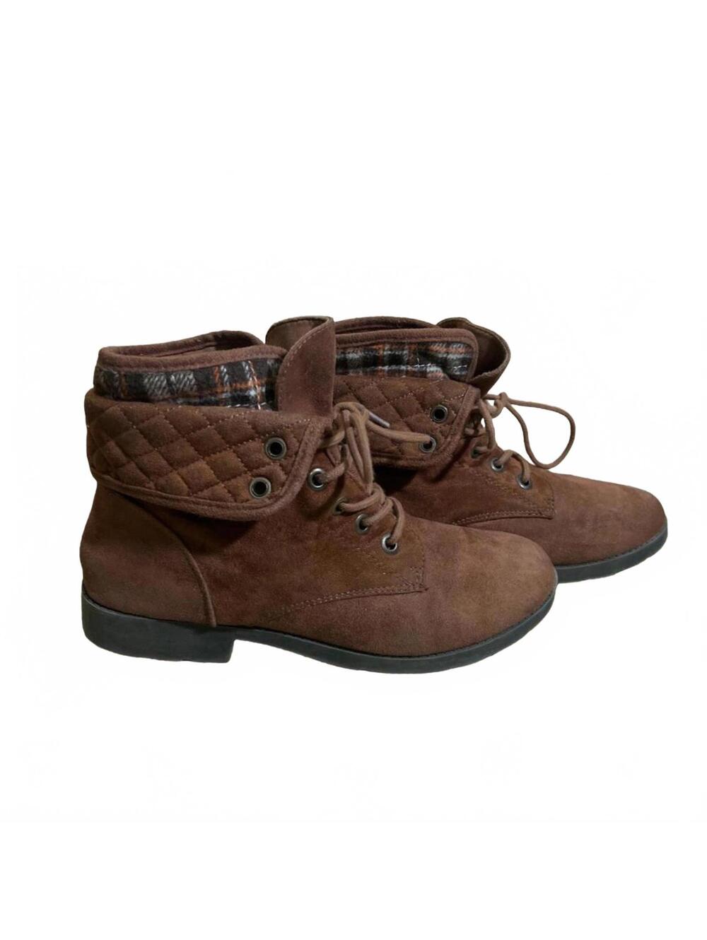 Arizona Jean Co. Yvonne Brown Quilted Faux Suede Ankle Boots Women Sz 11 M EU 42